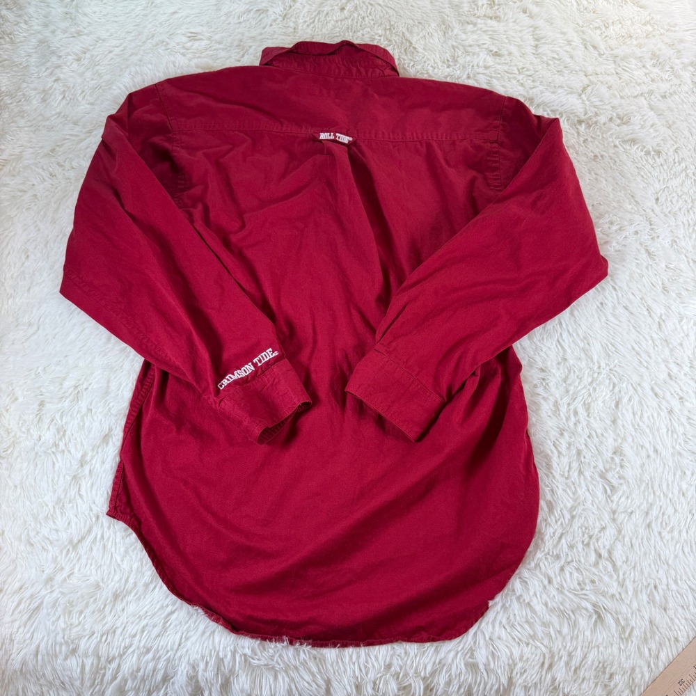 Vintage Pressbox Crimson Tide Alabama‎ Roll Tide Button Up Shirt Men's Large Red - Picture 2 of 11